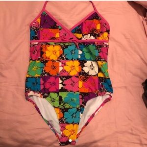 Gorgeous flower print one piece bathing suit